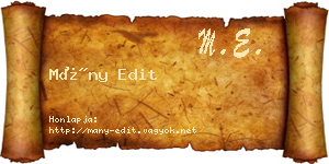Mány Edit névjegykártya